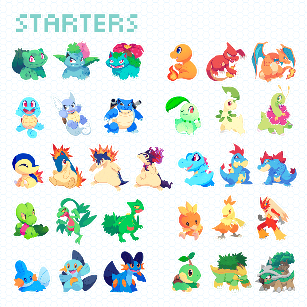 Image of Poke Stickers - Starters