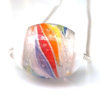Image 1 of Focal Art Glass Bead: The Rainbow in a White Frame. Ready to Ship.