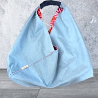 Image 1 of Pale blue denim origami market bag
