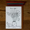 Carte à colorier bouquet de fleurs dans vase