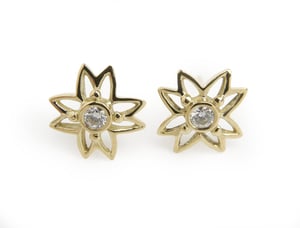 Image of Diamond Flower Earrings in 18k Yellow Gold