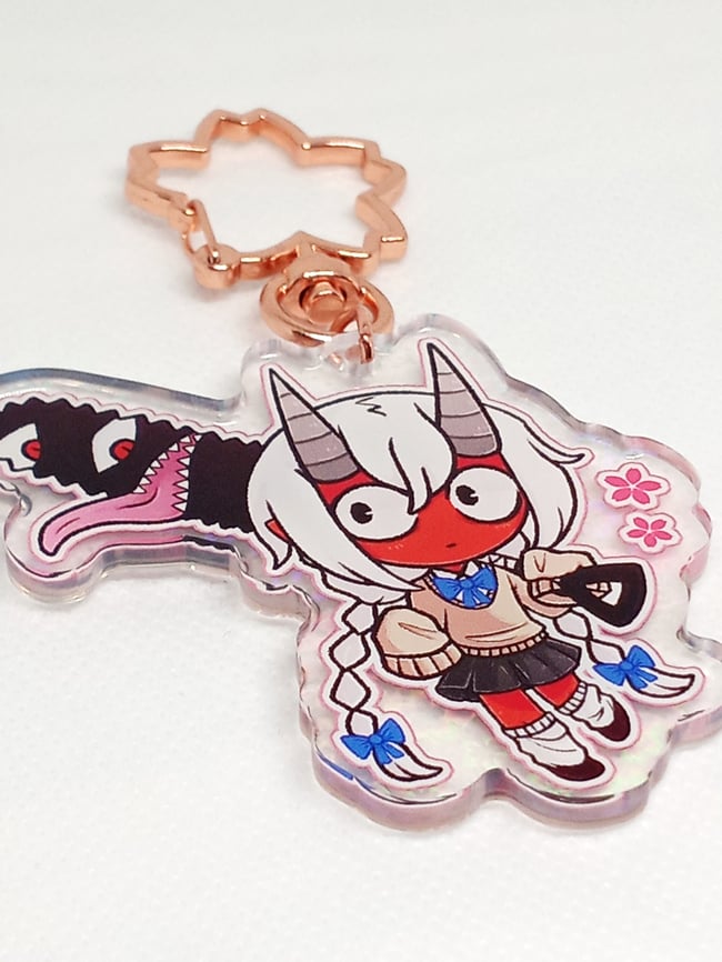 2'5" inch Front Side Holographic Sakura Shimmer Epoxy Kiku Charm