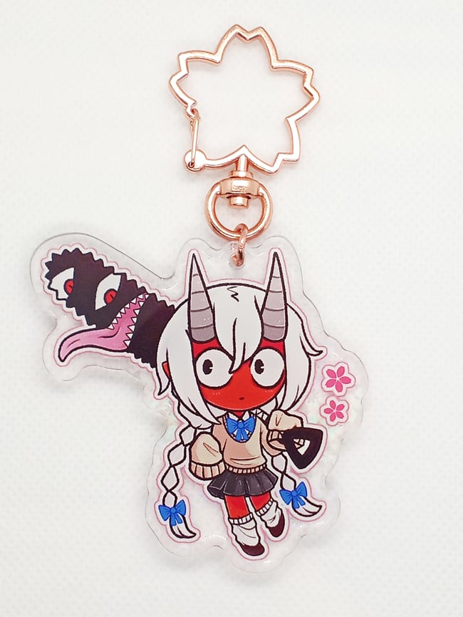 2'5" inch Front Side Holographic Sakura Shimmer Epoxy Kiku Charm