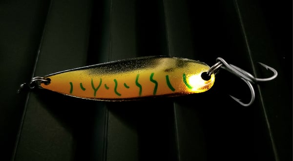 Image of 3oz Modified Crocodile Spoon Gold & Green 