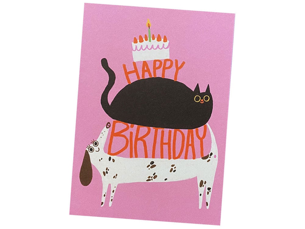 Image of POSTKARTE Happy Birthday (Cat & Dog)