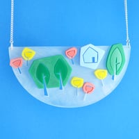 Image 1 of Textured Pastel Landscape Necklace