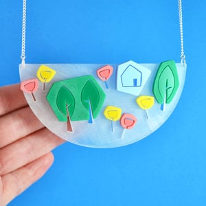 Image of Textured Pastel Landscape Necklace