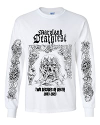 Maryland Deathfest 'Two Decades of Death' White Long Sleeve Shirt.