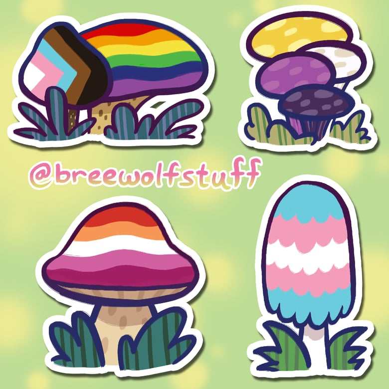 Image of Pride Shroom Sticker Set