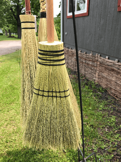 Kitchen Broom, Sewn, with Hardwood Handle