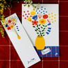 Lot carte lapin avec bouquet merci merci ou carte félicitations avec le marque-page assorti 