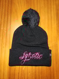Pom Pom Beanie (Black/Pink)