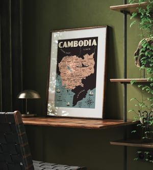 Image of Vintage poster Cambodia Map - Fine Art Print