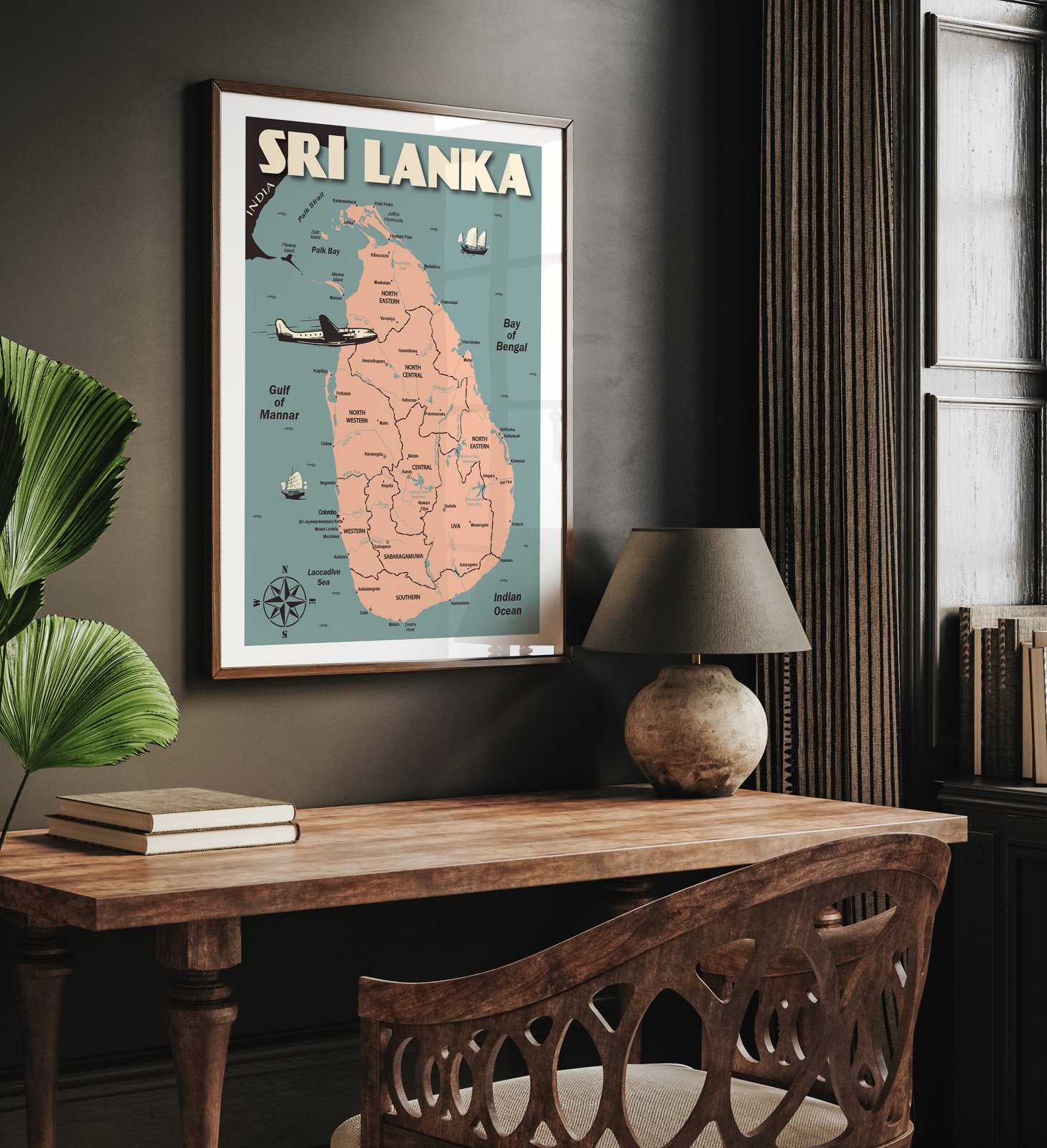 Vintage Sri Lanka Map - Fine Art Print