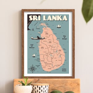Image of  Vintage poster Sri Lanka Map - Fine Art Print