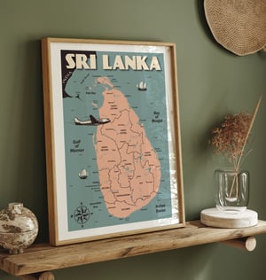 Image of  Vintage Sri Lanka Map - Fine Art Print