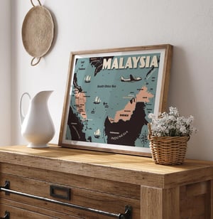 Image of Vintage poster Malaysia Map - Fine Art Print