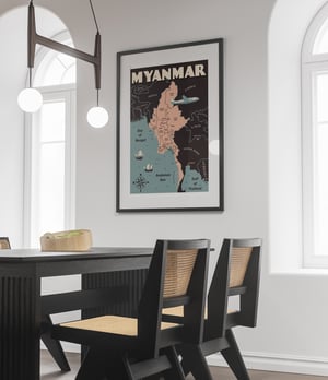 Image of Vintage poster Myanmar Map - Fine Art Print