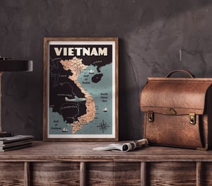 Image of Vintage poster Vietnam Map - Fine Art Print