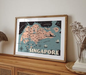 Image of Vintage poster Singapore Map - Fine Art Print