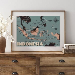 Image of Vintage poster Indonesia Map - Fine Art Print