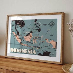 Image of Vintage poster Indonesia Map - Fine Art Print
