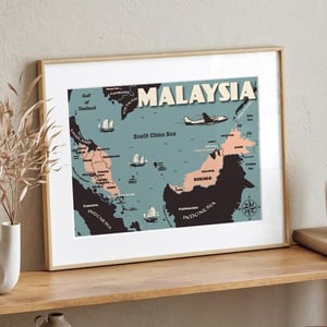 Image of Vintage poster Malaysia Map - Fine Art Print