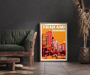 Image of Vintage poster Thailand - Bangkok - Chinatown - Fine Art Print