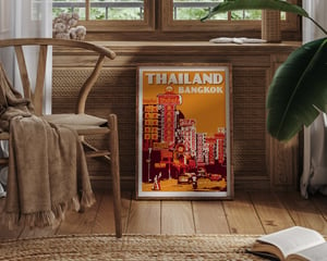 Image of Vintage poster Thailand - Bangkok - Chinatown - Fine Art Print