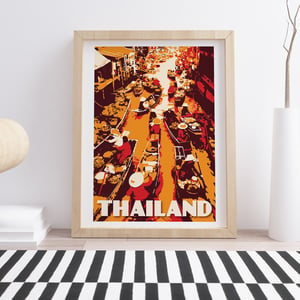 Image of Vintage poster Thailand - Floating Market - Fine Art Print