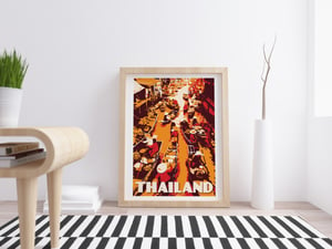 Image of Vintage poster Thailand - Floating Market - Fine Art Print