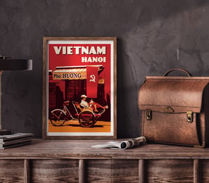 Image of Vintage poster Vietnam - Hanoi Trishaw - Fine Art Print