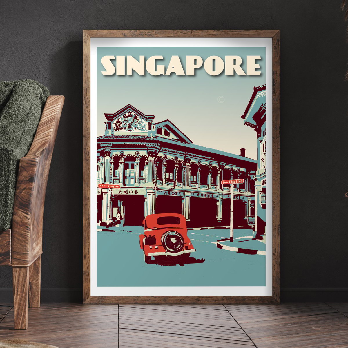 Image of Vintage poster Singapore - Joo Chiat Road Blue - Fine Art Print