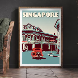 Image of Vintage poster Singapore - Joo Chiat Road Blue - Fine Art Print