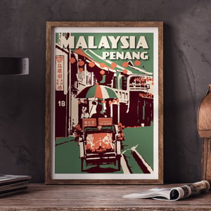Image of Vintage poster Malaysia - Penang - Armenian Street - Fine Art Print