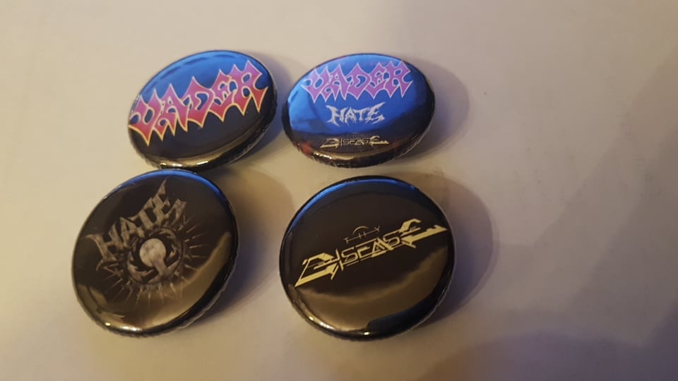Image of VADER / HATE / THY DISEASE - Badge Pack x 4 - AUSTRALIAN TOUR 2023
