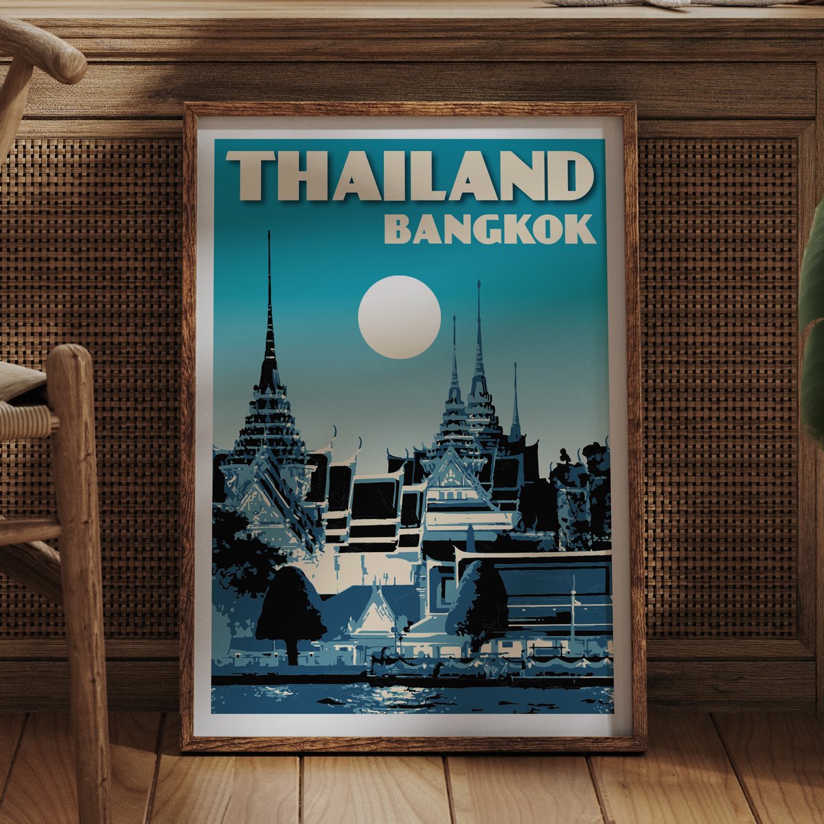 Vintage poster Thailand - Royal Palace Blue - Fine Art Print | vintage ...