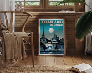 Image of Vintage poster Thailand - Royal Palace Blue - Fine Art Print