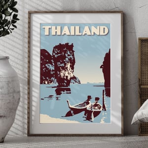 Image of Vintage poster Thailand - Phang Nga Bay Blue - Fine Art Print