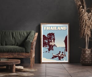 Image of Vintage poster Thailand - Phang Nga Bay Blue - Fine Art Print
