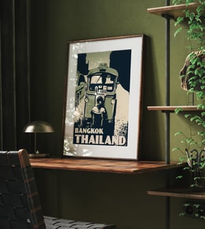 Image of Vintage poster Thailand - Bangkok Tuktuk Green - Fine Art Print