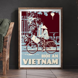 Image of Vintage poster Vietnam - Hoi An Blue - Fine Art Print