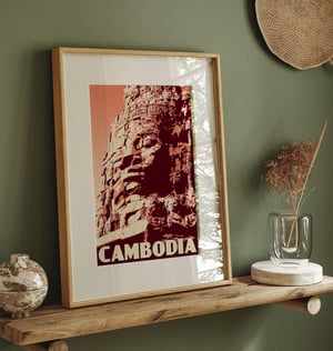 Image of Vintage poster Cambodia - Bayon - Fine Art Print 