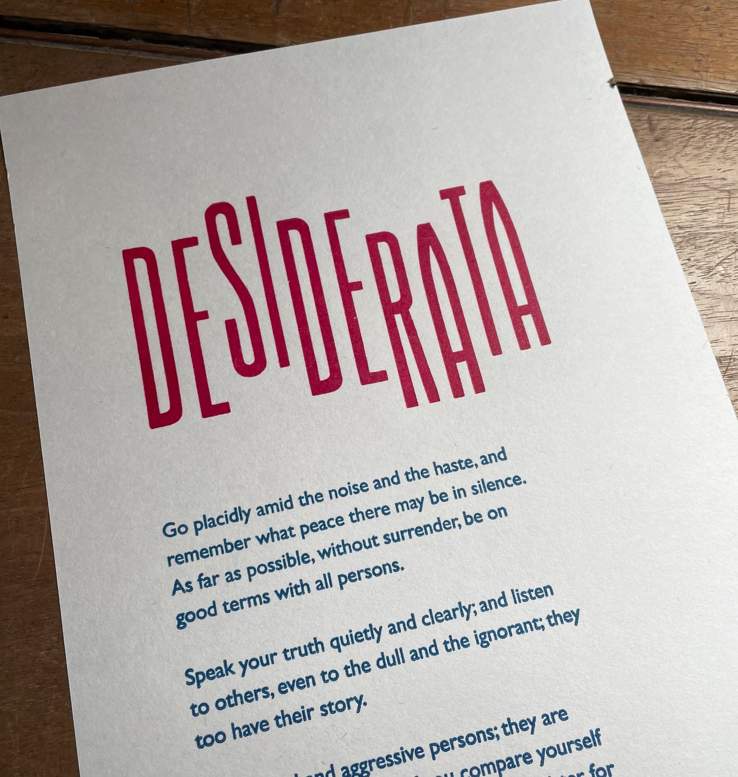 Image of DESIDERATA poster