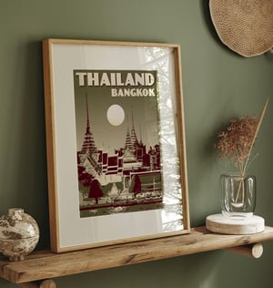 Image of Vintage poster Thailand - Royal Palace Green - Fine Art Print