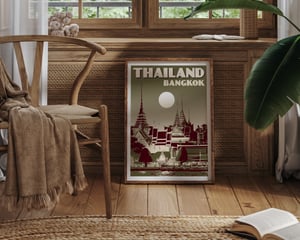 Image of Vintage poster Thailand - Royal Palace Green - Fine Art Print