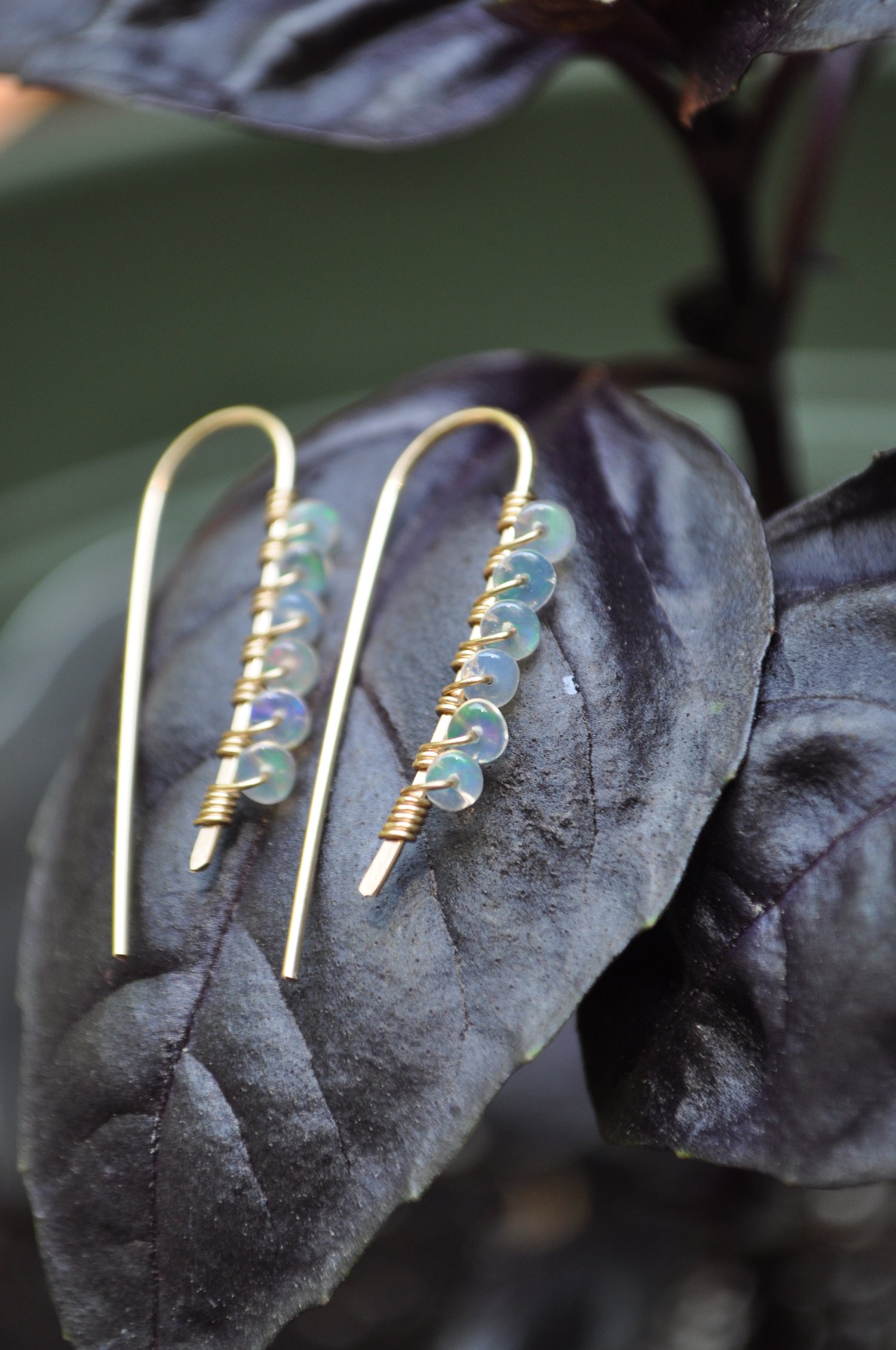 Image of Ethiopian Opal Arc Dangles on Gold Fill