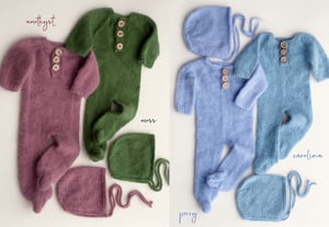 Image of Footed Romper and Bonnet Set - PERRI 