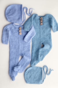 Image 3 of Footed Romper and Bonnet Set - 4 colors