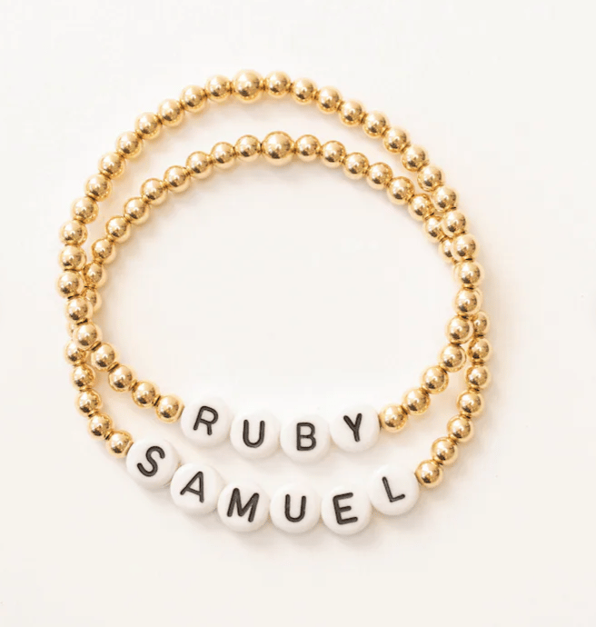 Image of Gold Beaded Name Bracelet